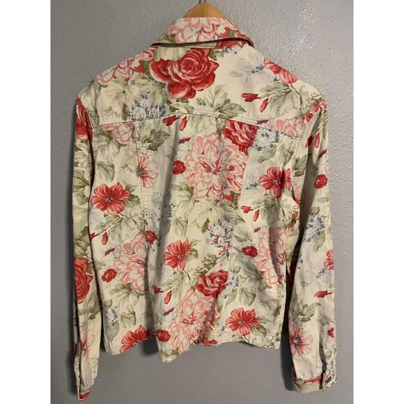 Touch O' Blue Jacket Womens Medium Floral Snap Front Multicolor Made USA - Picture 2 of 8